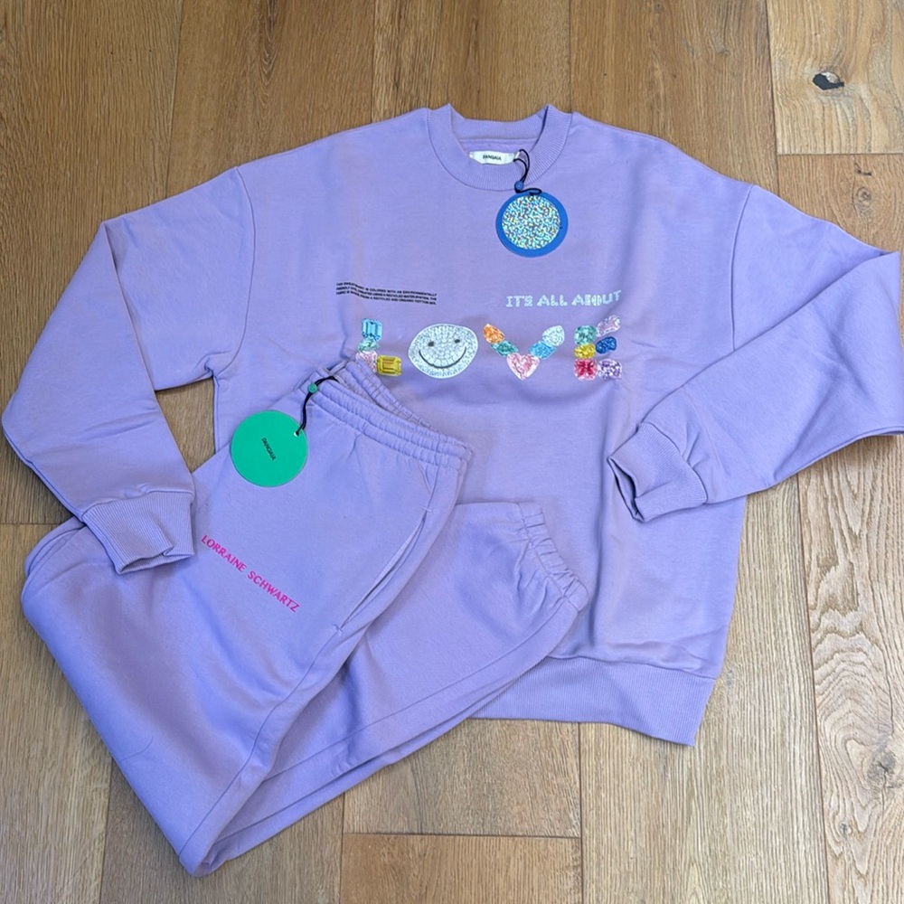 PANGAIA brand new lavender sweatsuit | Lorraine Schwartz sz S